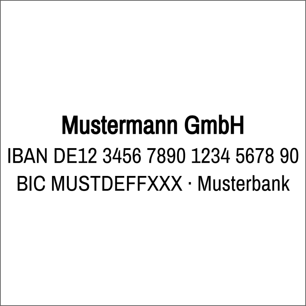 Vorschau der Vorlage 40x40 Bankverbindung